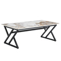 A Modern Minimalist Style Marble Patterned Coffee Table With Black Metal Legs. Computer Desk. Game Table. Tea Table. Ct Xx White Black Sintered Stone