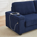 86.5 Inch Sofa Couch Deep Seat Sofa With Two Storage Spaces, T Pyce Charging Portsusb Charging Ports & 2 Cup ,Corduroy 3 Seater Couch, Modern Sofas For Living Room Blue Foam Corduroy 3 Seat