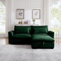 Sectional Sofa Comfy Corduroy Couch For Living Room With Pillows And Round Armrests, Modern Corduroy Sofa Sleeper Deep Couches With Storage Ottoman Green, 2 Seat Green Corduroy 2 Seat