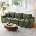 4 Seats Complimentary 2 Pillows ,Oversized Sectional Sofa,L Shaped Corner Couch With Detachable Seat & Back Cushion, Corduroy Upholstery Convertible Sleeper Sofa&Couch For Living Room Green Fabric 4 Seat