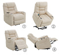 Nairi Ivory Leather Aire Power Motion Recliner With Lift, Heating & Massage Function Ivory Faux Leather