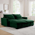 Corduroy Two Seater Sofa With 2 Storage Footrest,2 Seater Sectional Deep Seat Sofa,Comfy Couches For Living Room,Green Sofa Green Corduroy 2 Seat