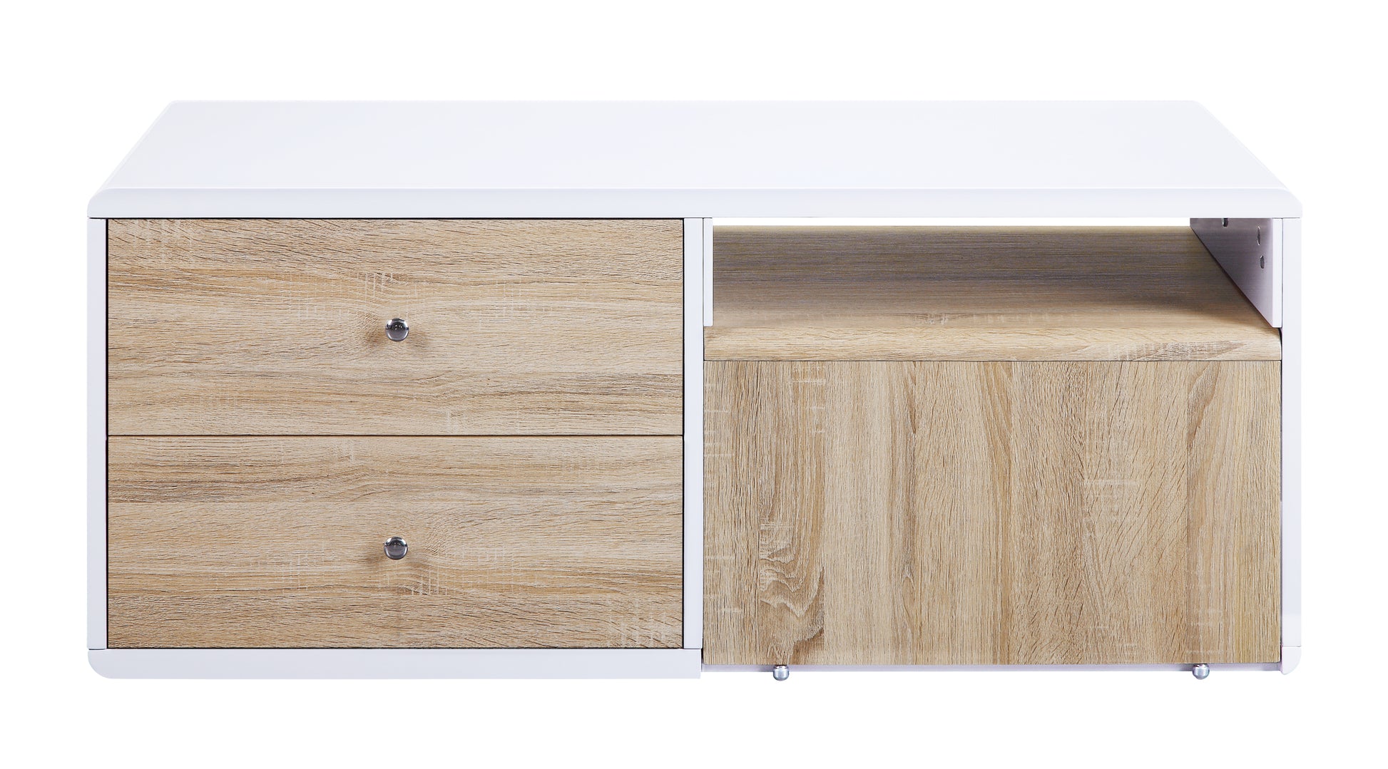 White High Gloss 4 Drawer Coffee Table White Primary Living Space Drawers Rectangular Paper Composite