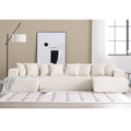Arrived 131'' Modular Sectional Couch, U Shaped Sofachaise Lounge, Striped Fabric,Upholstered 4 Seater Couch For Living Room, Bedroom, Free Combination Sofa Corduroy ,White White Polyester Primary Living Space Soft Modern Square Arms Foam Upholstered 4