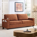 Corduroy Sofa, 87.4 Inch Modern Design Sofa With Cup Holder And Storage Bags, Deep Seat Sofa Couch,Comfy Couch For Living Room,Apartment,Office,Brown Brown Corduroy 3 Seat