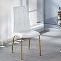 Modern Lattice Designdining Chair With Gold Metal Legs Set Of 4 Gold White Metal