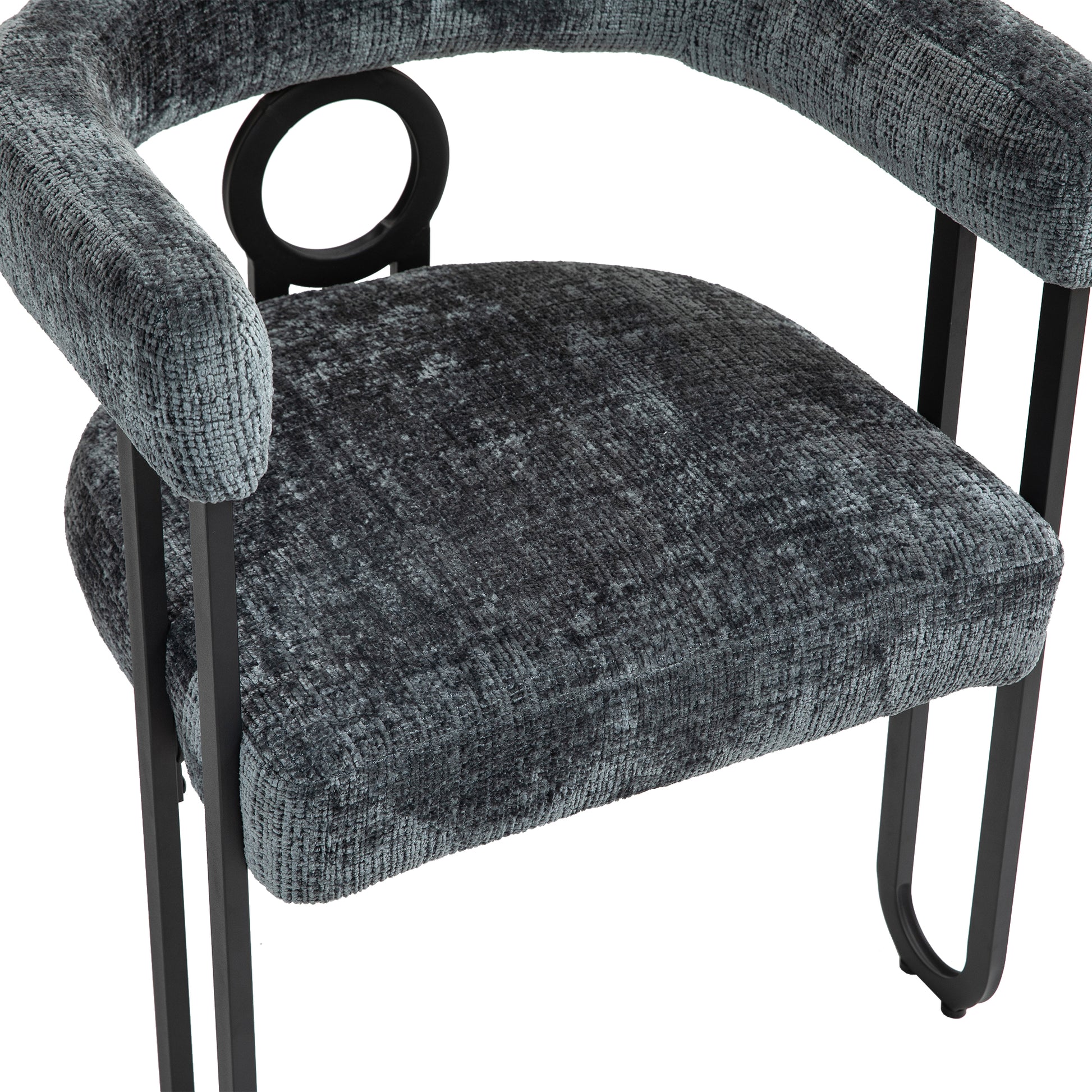 Coolmore Contemporary Designed Chenille Fabric Upholstered Accent Dining Chair Barrel Side Chairs Kitchen Armchair For Living Room Set Of 1 Gray Chenille Gray Primary Living Space Foam Chenille