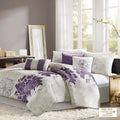 Printed Cotton Sateen Comforter Set Taupe Grey Purple Twin Twin Xl Twin Purple Cotton