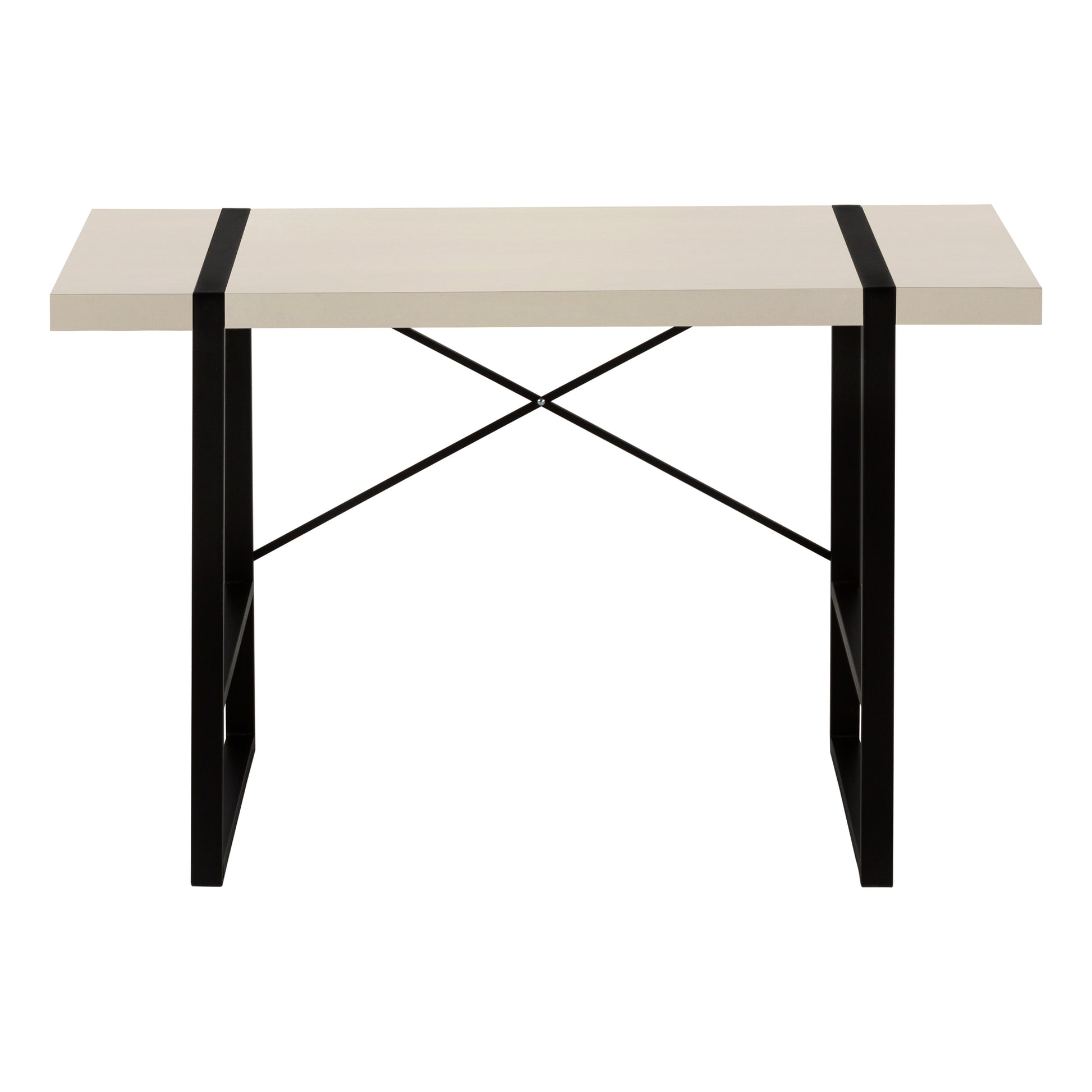 Computer Desk, Home Office, Laptop, 48"L, Work, Beige Laminate, Black Metal, Contemporary, Modern Taupe Particle Board