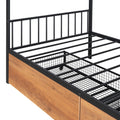 Twin Size Metal House Bed With Two Drawers, Black Twin Black Metal