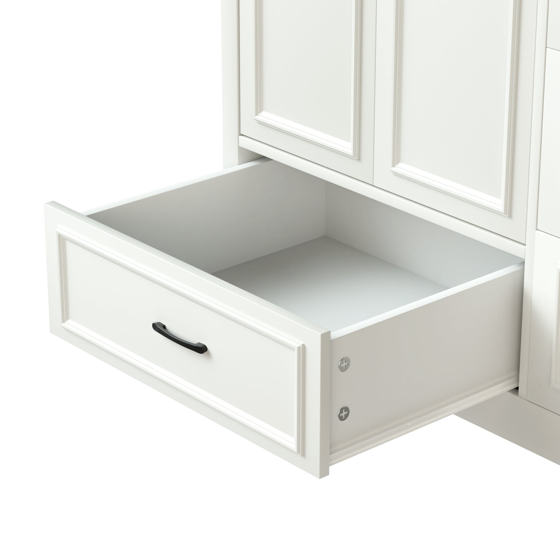 36'' Bathroom Vanities With Single Sink, Modern Under Mount Bathroom Sink Cabinet With 2 Closing Doors & 4 Drawers. White, 35.8''W X 19.7''D X 35.4''H. White Particle Board Mdf