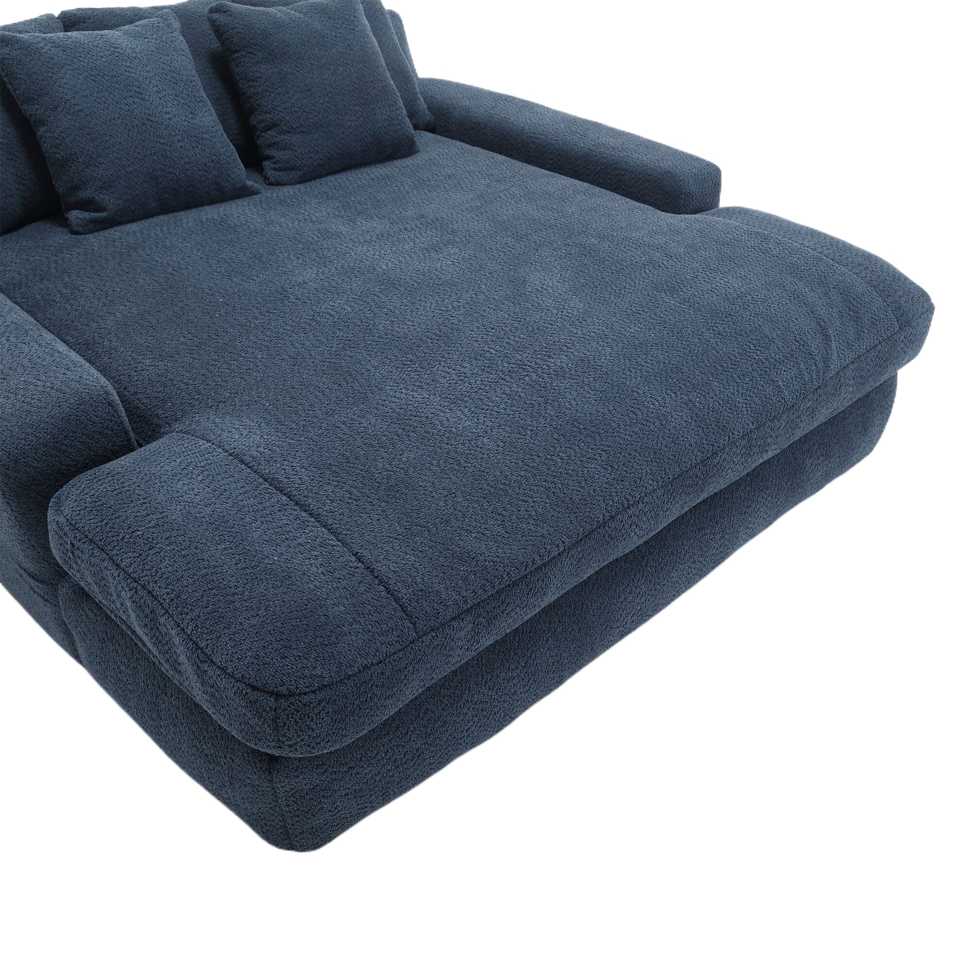 Coolmore Chenille 2 Seater Lazy Sofa With 5 Back Pillows,Comfy Sofa Deep Seat Couch For Living Room,Club Navy Navy Foam Chenille 2 Seat