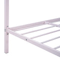 Full Size Metal Platform Bed With Twin Size Trundle,House Shaped Headboard Design, Pink Full Pink Metal