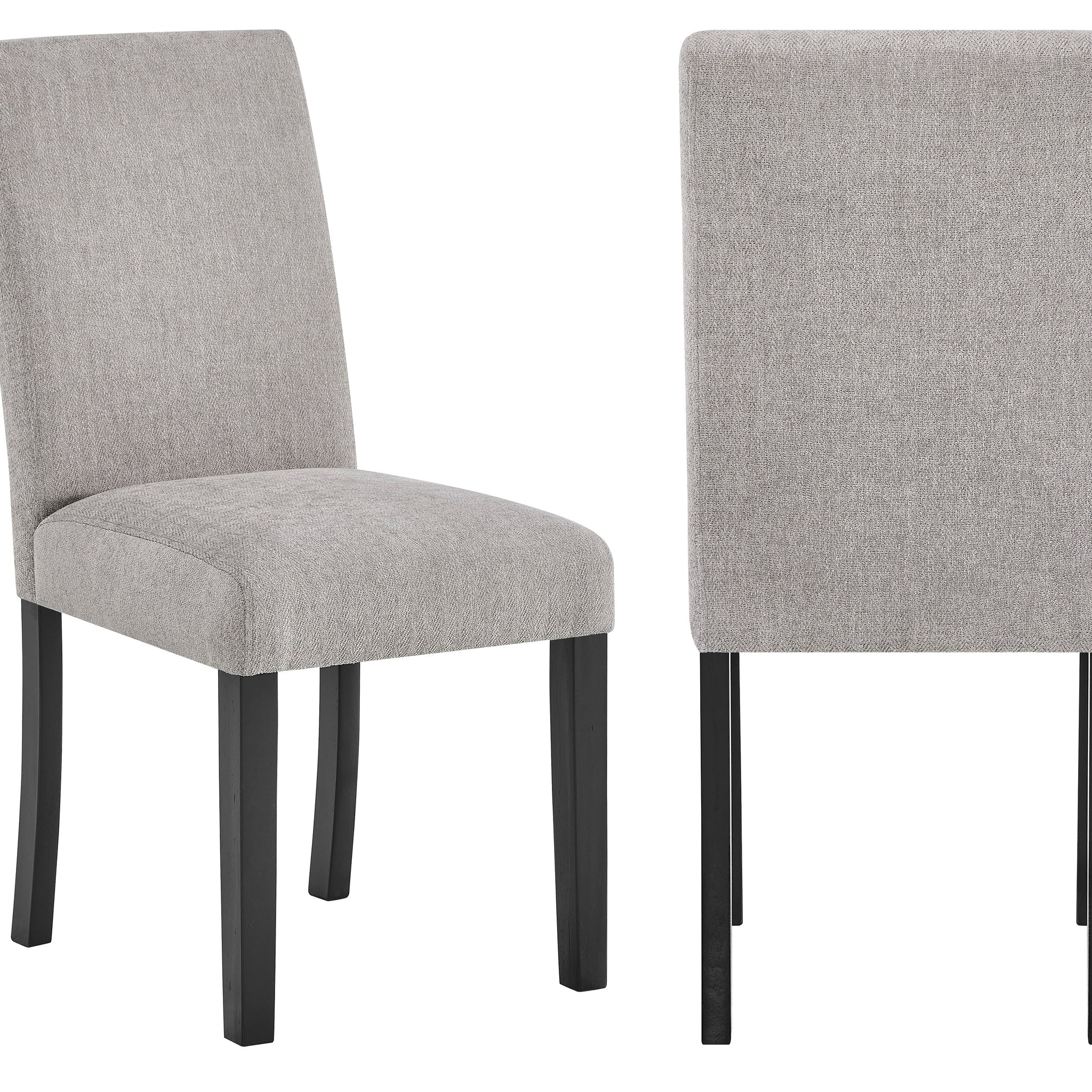 4Pc Contemporary Parson Style Chairs Black Frame Upholstered Padded Soft Textured Gray Fabric Wooden Dining Room Home Furniture Black,Gray Dining Room Contemporary,Modern Dining Chairs Set Of 4 Or