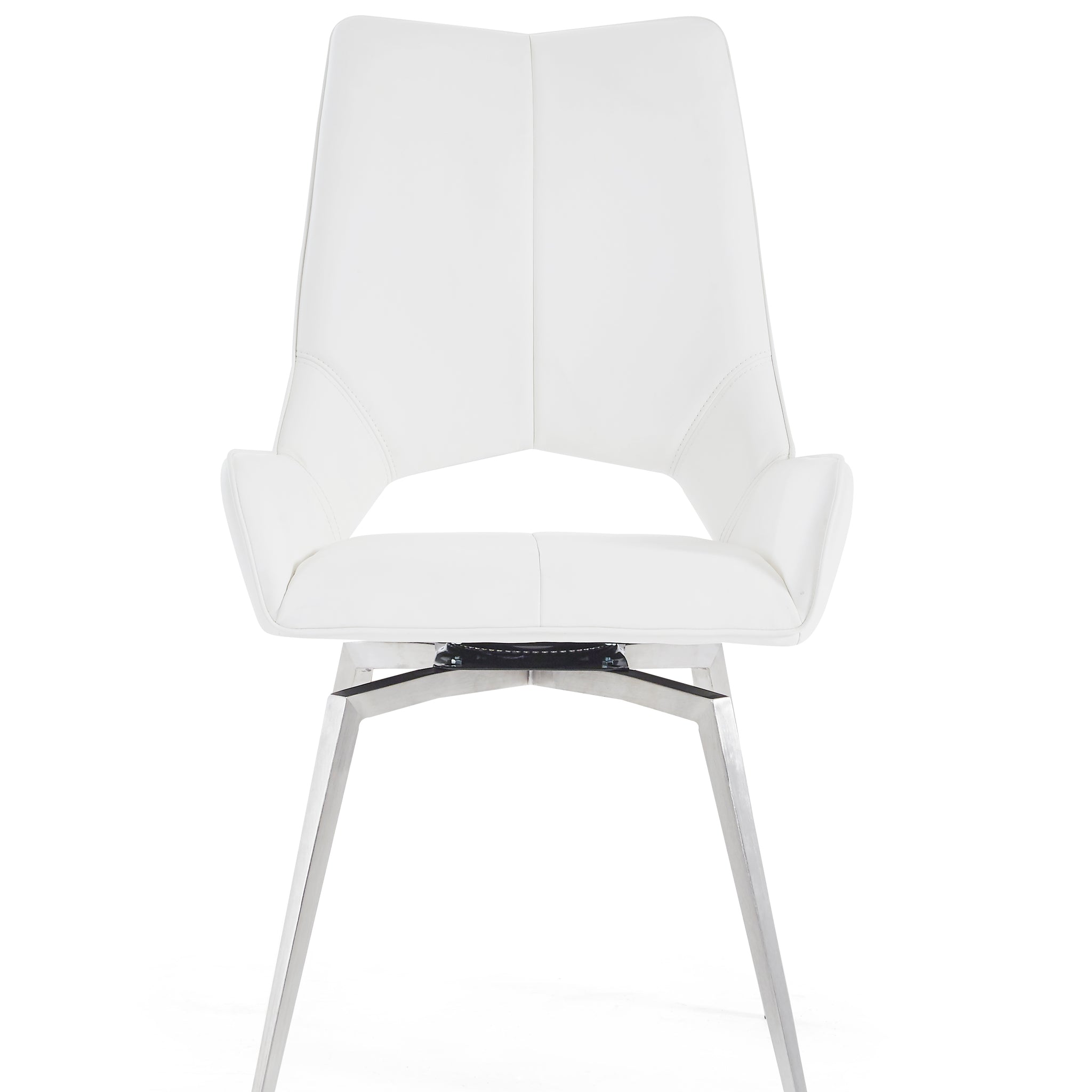 Jack Swivel White Dining Chair Kit Of 2 Solid Dining Room Rubberwood Solid Back Set Of 2 Polyurethane White Foam Wipe Clean Rectangular Modern Side Chair Metal & Wood Stainless Steel