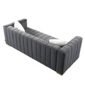 A Modern Channel Sofa Take On A Traditional Chesterfield,Grey Color,3 Seater Grey Velvet 3 Seat