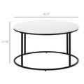 Homcom Round Coffee Table, 32 In Modern Center Table With Black Metal Frame, Coffee Tables For Living Room, White White Metal