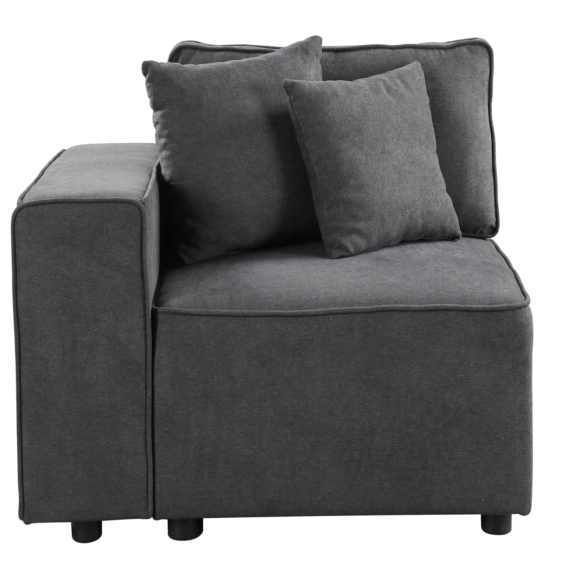 Grey Left Facing Loose Back Accent Chair Grey Primary Living Space Modern Pine Wood Fabric
