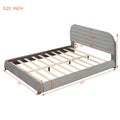 Queen Size Velvet Upholstered Platform Bed,Solid Frame And Stylish Curve Shaped Design, Gray Queen Gray Velvet