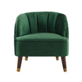 Upholstered Barrel Accent Chair With Wooden Legs Emerald Rubberwood Velvet