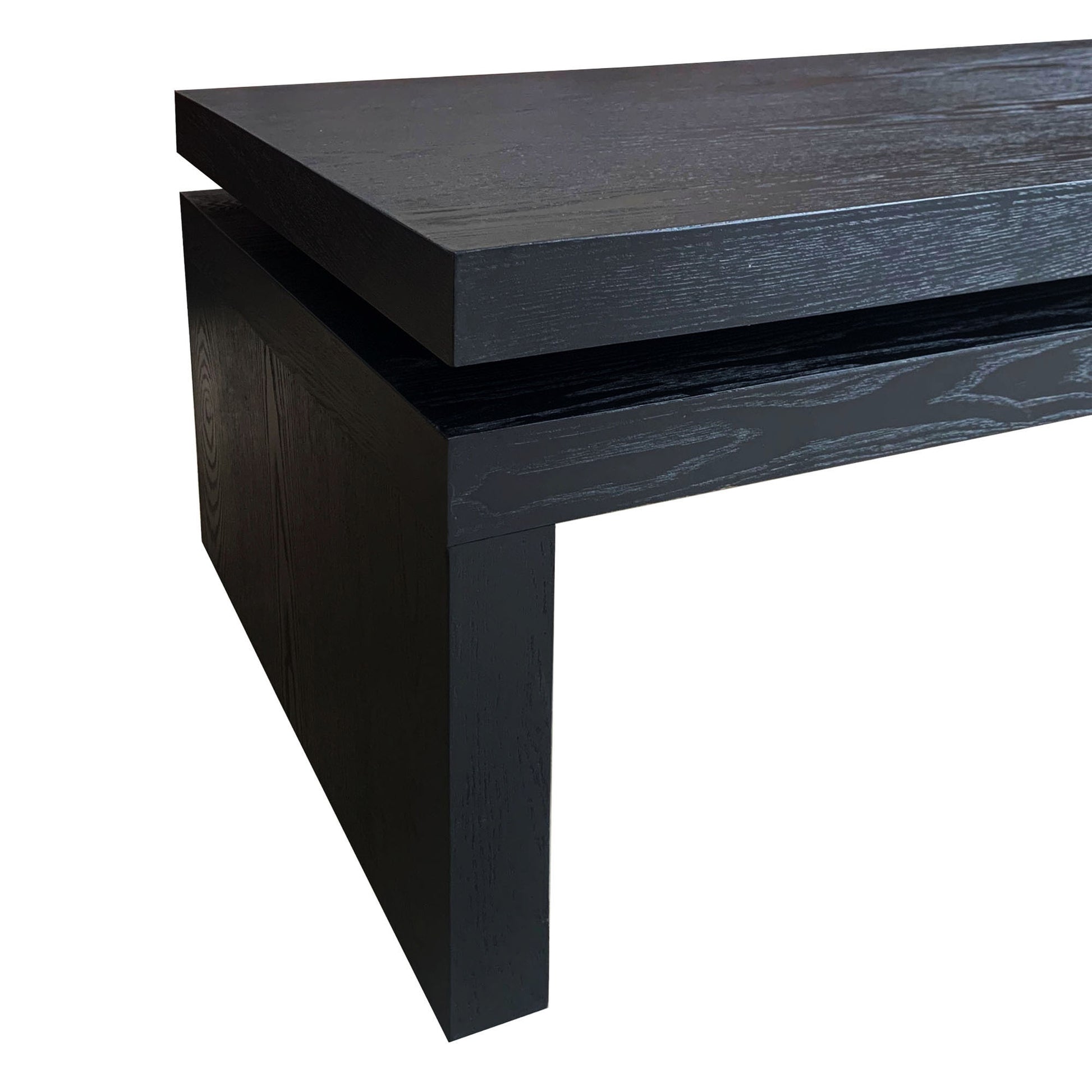 Modern Coffee Table, Black Wooden Coffee Table, Rectangle Cocktail Tea Table For Living Room, 47.6" L* 23.6" W * 16.3" H Antique Black,Black Desk Top Distressed Finish Dining Room Classic,Farmhouse,Industrial,Modern Floor Mount Ash Rectangular Coffee &