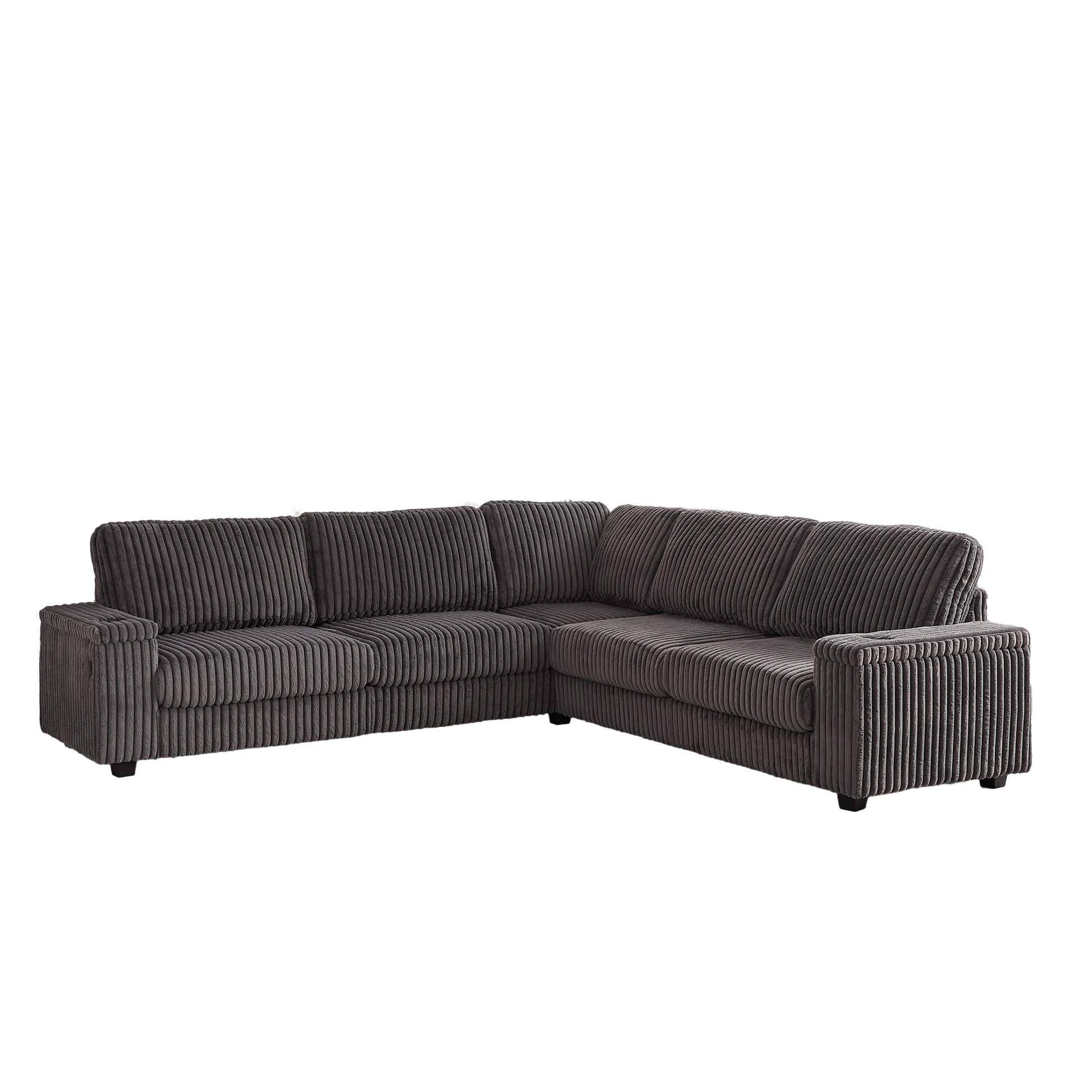 110 Inch Oversized Corduroy Corner Sofa,L Shaped Corner Couch With Two Storage Spaces,Usb Port & T Pyce Port And Cup Holderdeep Seat Comfy Upholstered Couches For Living Room Not Freely Combinable Dark Grey Corduroy 5 Seat