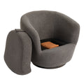 Upholstered Swivel Barrel Armchair With Storage Modern Living Room Side Chair For Bedroom Office Reading Spaces Teddy Fabric Grey Grey Foam Upholstered