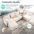 Modular Couches And Sofas Sectional With Storage Sectional Sofa U Shaped Sectional Couch With Reversible Chaises, Beige Beige Linen Wood Primary Living Space Soft Heavy Duty Cotton Cotton 4 Seat