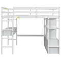 Full Size Loft Bed With Built In Desk With Two Drawers, And Storage Shelves And Drawers,White Old Sku:Gx000320Aak 1 Box Spring Not Required Full White Wood Bedroom Pine