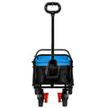 Mini Folding Wagon Garden Shopping Beach Cart Black Blue Brake Black Blue Metal