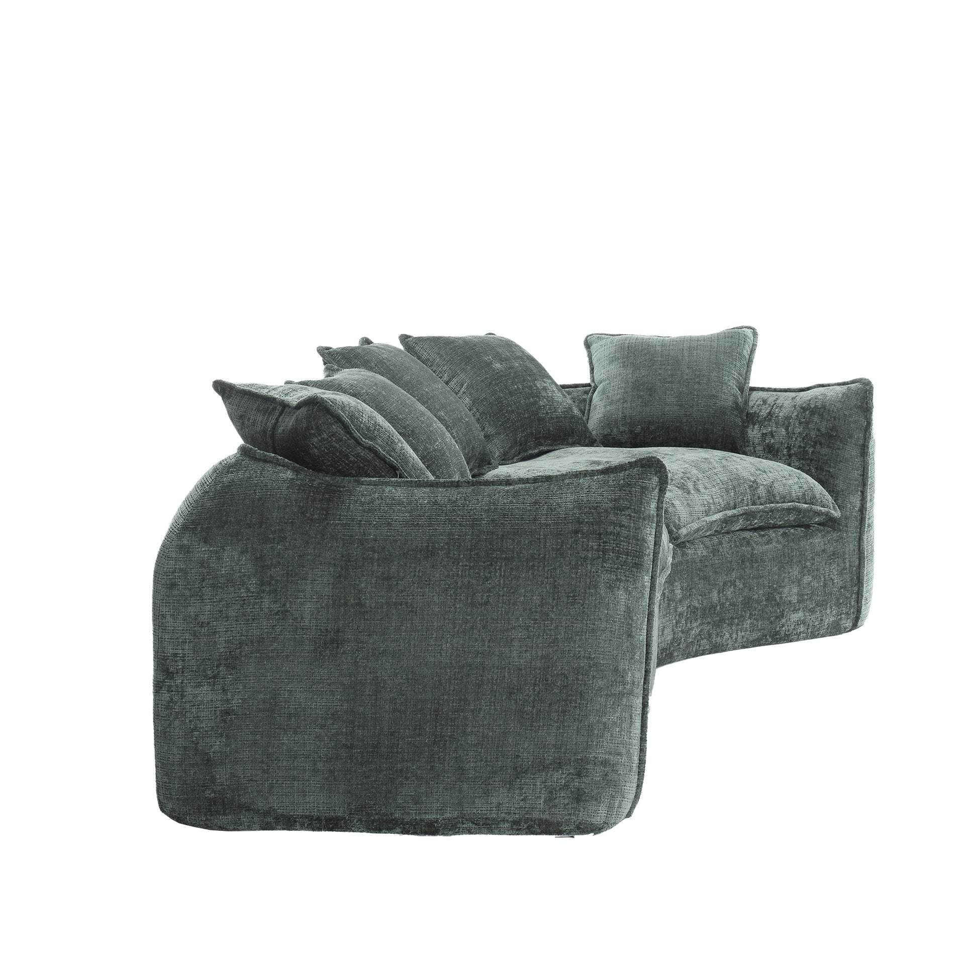 Modular Sectional Sofa, U Shaped Couch With Sofa For Five & Pillows, Modern Minimalist Chenille Fabric Large Comfy Cloud Sofas, Living Room Furniture Sets Emerald Chenille 5 Seat