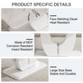 Table And Chair Set, Modern Luxurious White Imitation Marble Pattern Mdf Dining Table,Rectangular Dining Table, Matched With Uniquely Shaped Pu High Backrest Seats,Suitable For Various Occasions. White Black Seats 4 Mdf