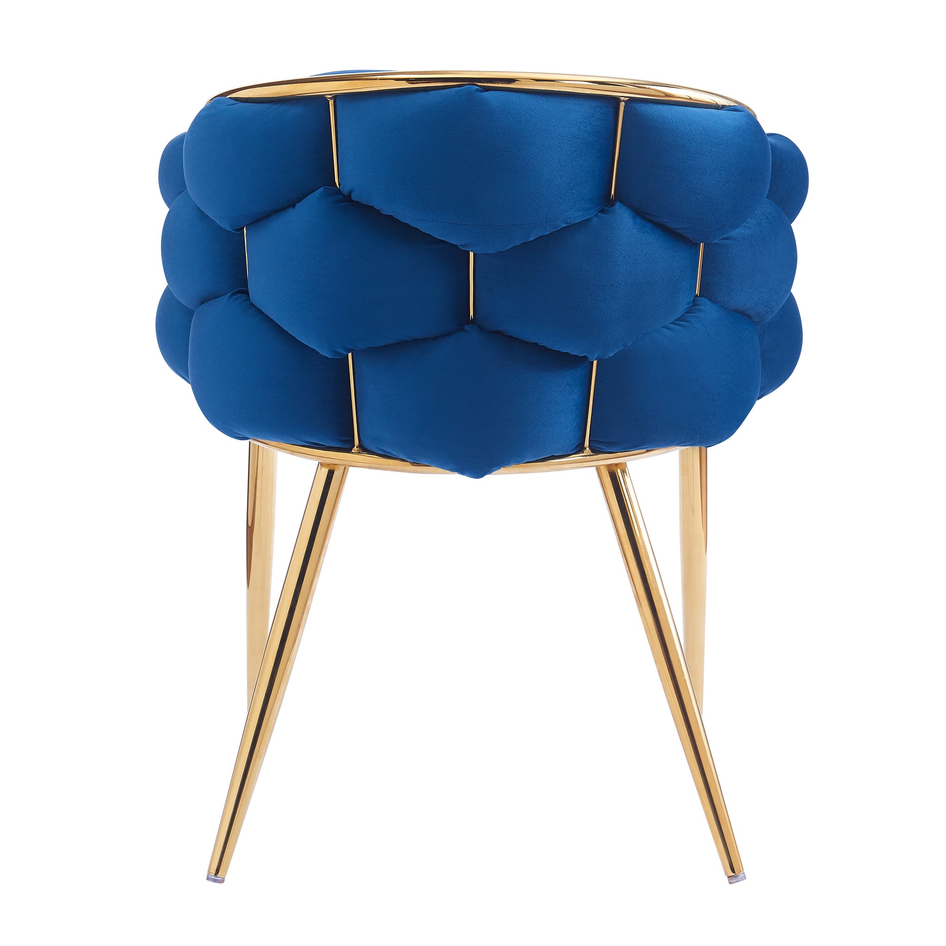 Set Of 2 Luxury Handmade Accent Chair With Gold Legs, Modern Velvet Armchair For Living Room And Bedroom Blue Foam Velvet
