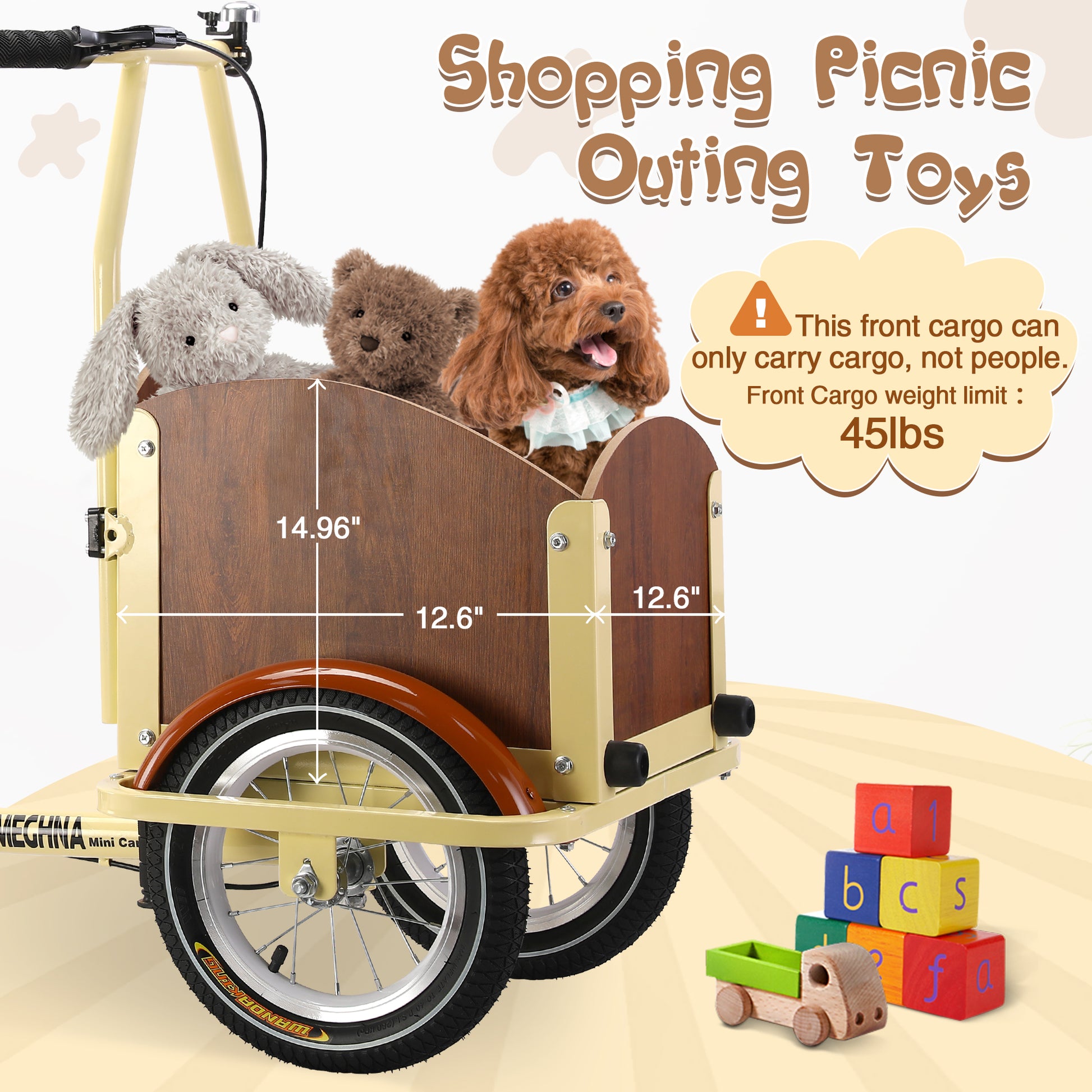 Foldable Tricycle For Kids Ages 6 12,Mini Cargo Bike,Pet Bike,Reverse Tricycle,Outdoor Parent Child Bike For Travel,With Cargo Basket And Training Wheels. Beige Steel