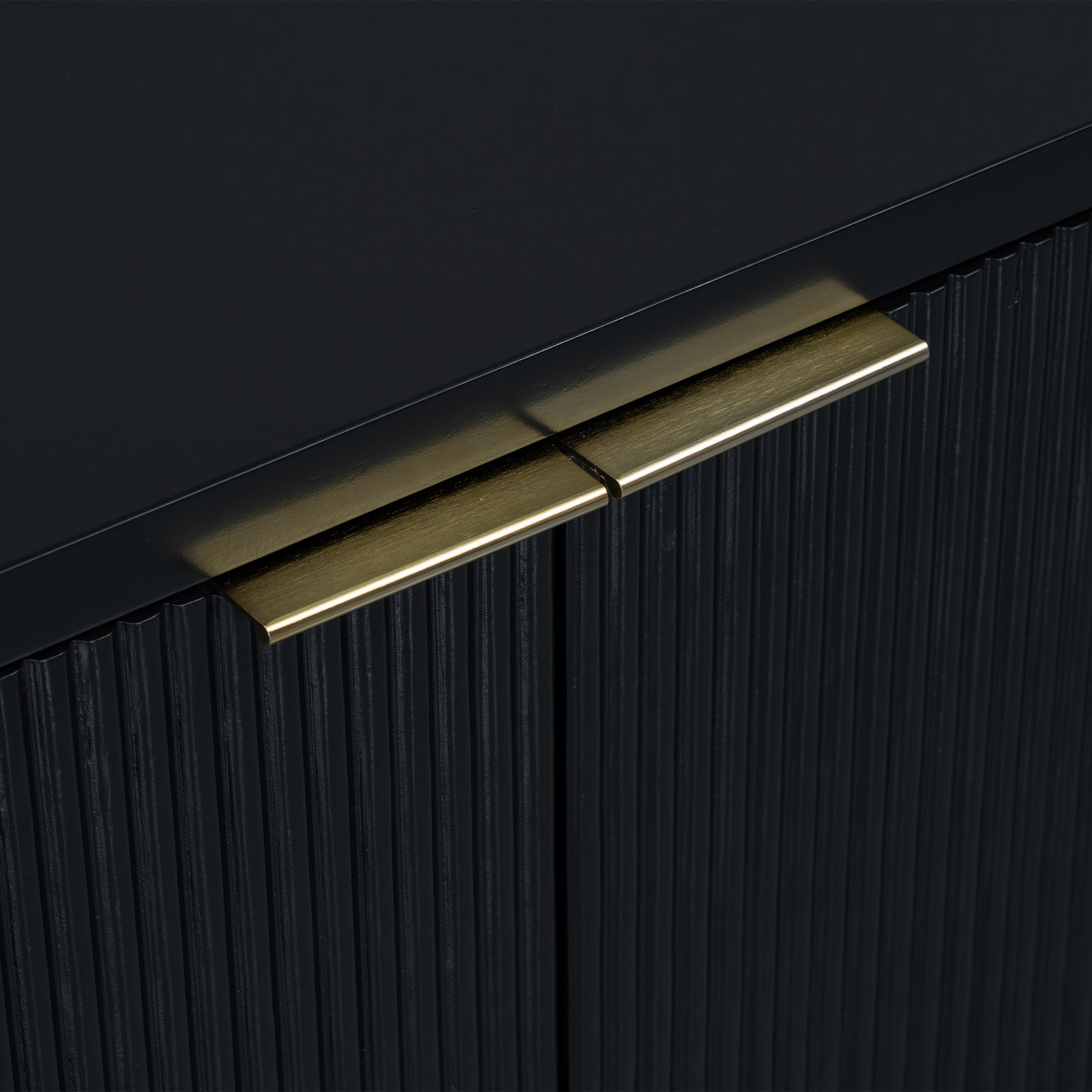 Vertical Stripes And Wavy Design Of A Four Door Cabinet Cabinet Suitable For Hallway, Entryway, Living Room 3 4 Spaces Black Primary Living Space Artsy Mdf