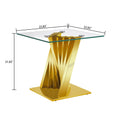 Tempered Glass Top End Table With Gold Mirror Finish Stainless Steel Base Gold Tempered Glass