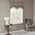 Jacquard Window Rod Pocket Valance With Beads Blue Brown 50X18