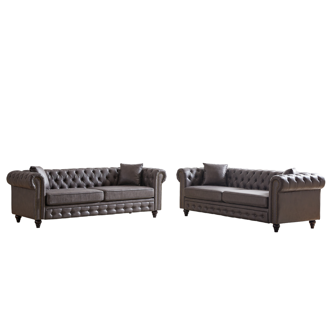 Fx 3 Seats 3 Seats Combo Sofa Modern Living Room Sofa With Solid Wood Frame And Wooden Feet, 4 Cushions, Apartment Sofa Furniture For Living Room, Living Room, Office Grey Wood Pine Foam Fabric 6 Seat