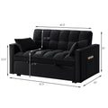 4 In1 Loveseat Sofa Bed With Armrests & Storage Pockets, Multi Function Tufted Pull Out Sofa Bed With Adjustable Backrest And Pillows, Convertible Loveseat Sofa Couch,Black Black Velvet Primary Living Space Medium Soft Tufted Back American