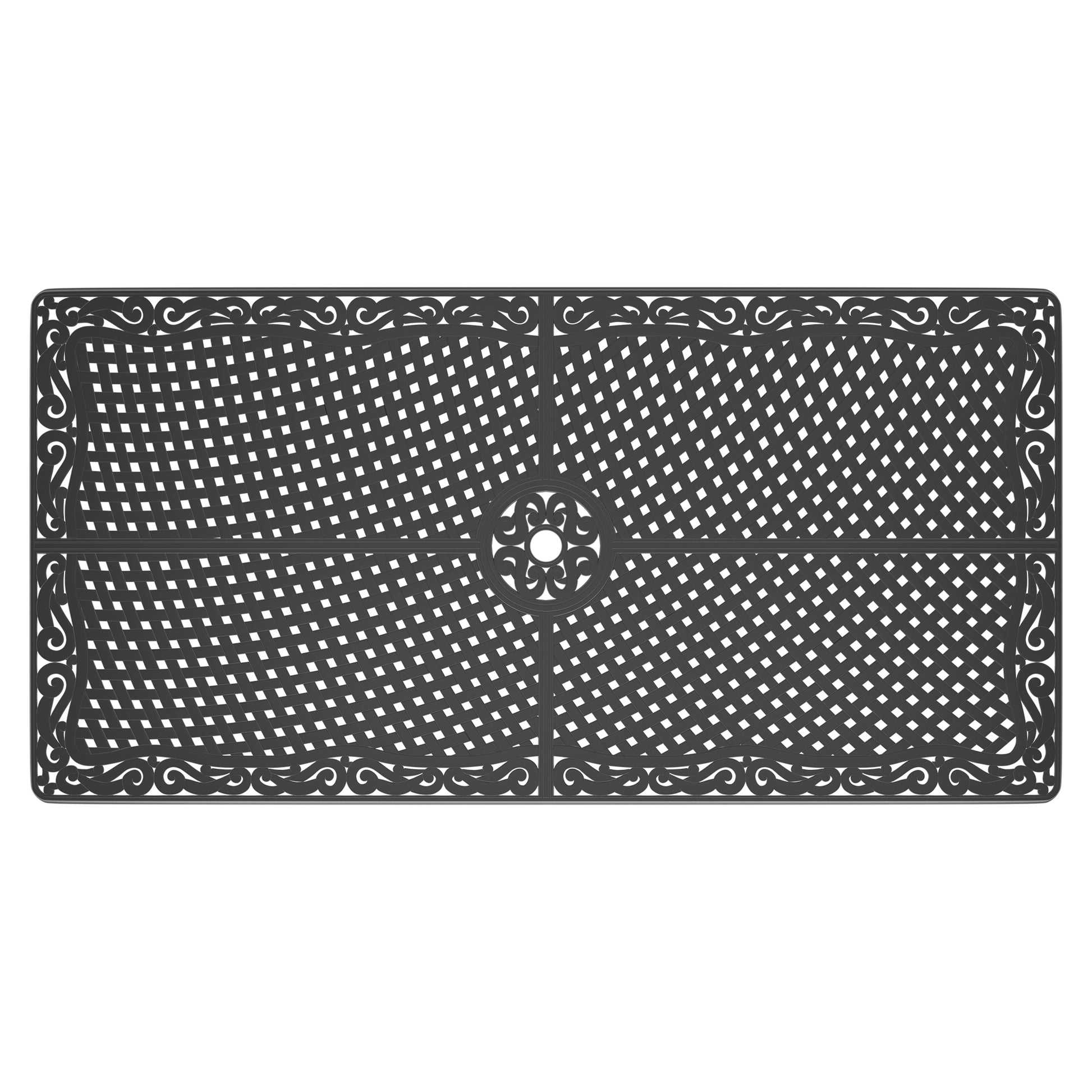 Cushions In Random Colors 7 Piece Set Of Cast Aluminum Patio Furniture With Cushions Yes Dining Set Black Seats 6 Rust Resistant Frame Water Resistant Cushion Garden & Outdoor Complete Patio Sets Aluminium