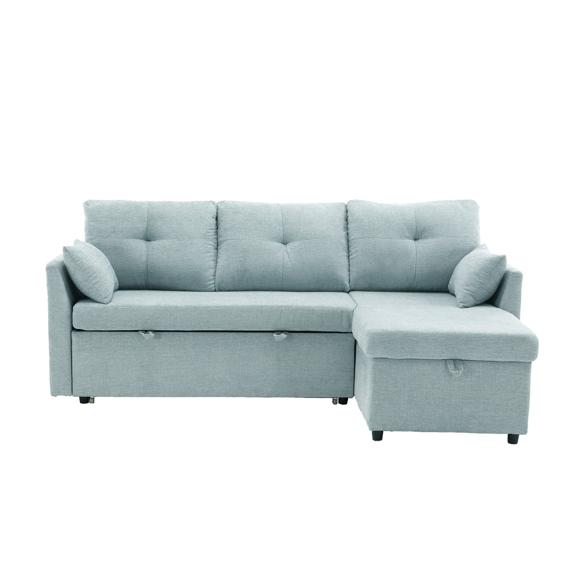 United We Win Furniture, Modular L Shaped Sofa, Modular Long Sofa With Reversible Chaise Lounge, Sofa Bed, Sleeper Sofa, Modular Sofa Combination With Storage Seats. Mint Green Chenille 3 Seat