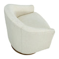 Upholstered Swivel Chair With Wood Base Cream Wood