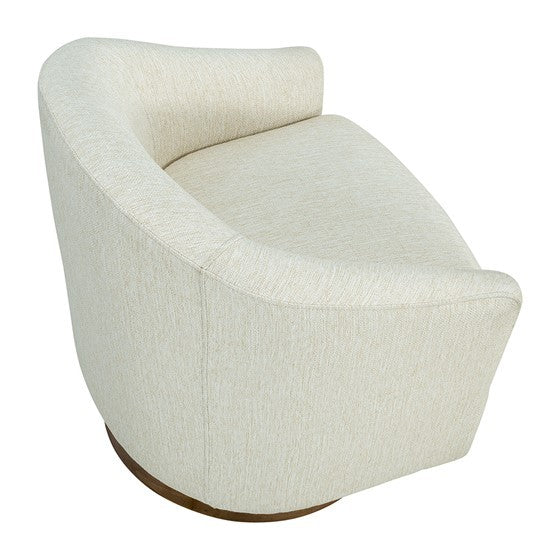 Upholstered Swivel Chair With Wood Base Cream Wood