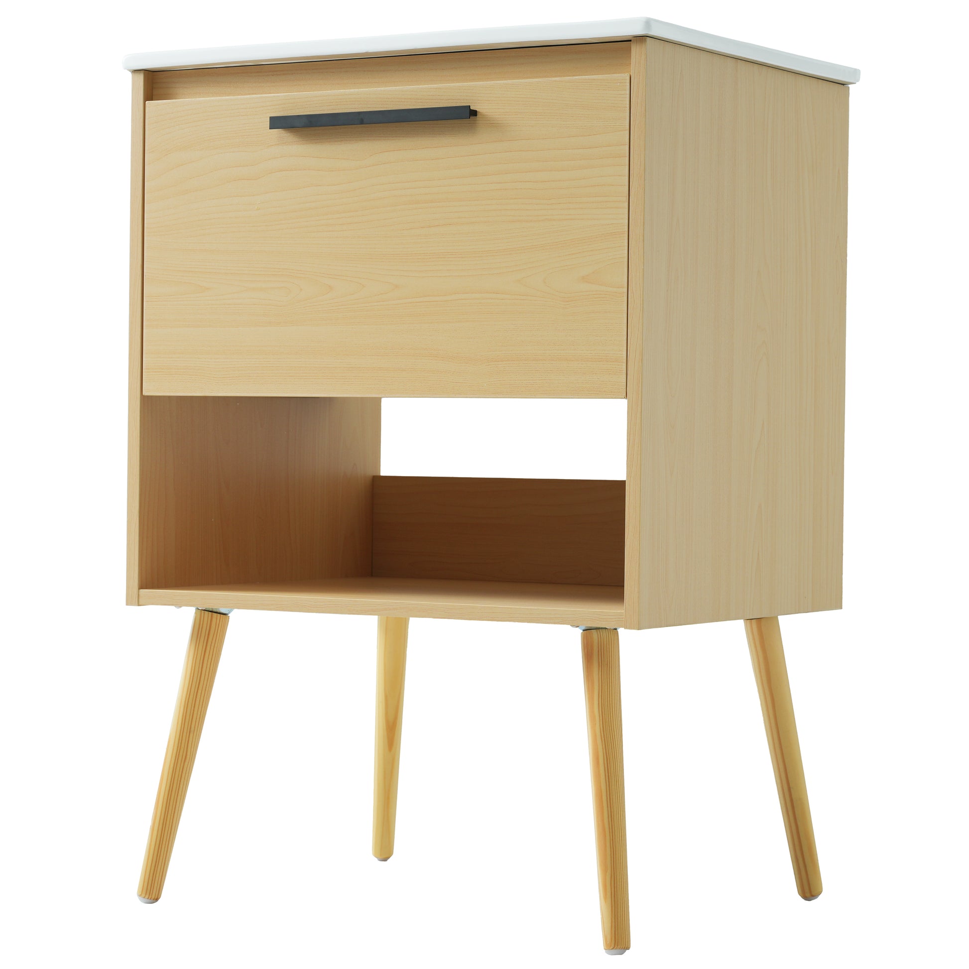 24" Bathroom Vanity With Sink Combo, Multi Functional Bathroom Cabinet With Drawer, Mdf Board, Natural Natural Solid Wood Mdf