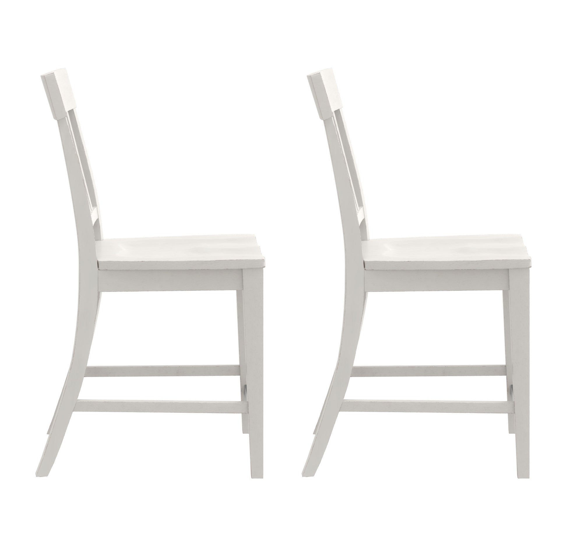 Haidel White Slat Back Counter Stools, Set Of 2 White Solid Wood