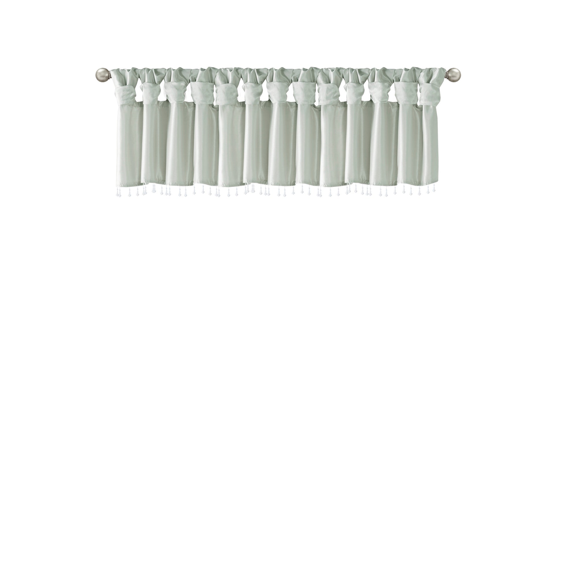 Lightweight Faux Silk Valance With Beads Dusty Aqua 50X26" Dusty Aqua Microfiber