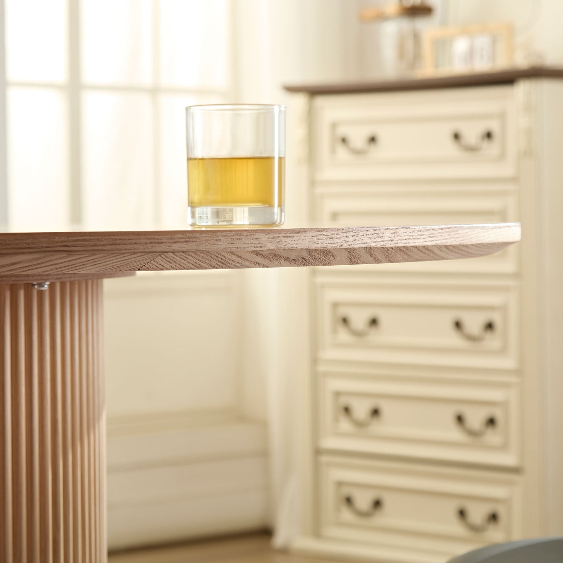 47,24 Inch Mdf Dining Table For Dining Room Round Dinner Tables Mid Century Modern Table Oak Oak Mdf