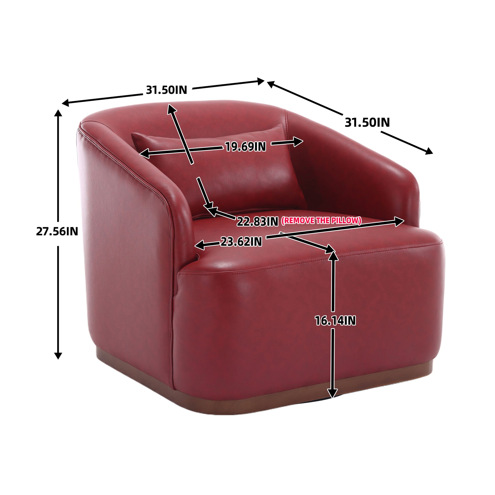 Coolmore Swivel Barrel Chair, Comfy Round Accent Sofa Chair For Living Room, 360 Degree Swivel Barrel Club Chair, Leisure Arm Chair For Nursery, Hotel, Bedroom, Office, Lounge Wine Red Pu Wine Red Primary Living Space Foam Pu Leather