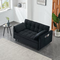 55 Inches Black Modern Velvet Sofa, Seating Sofa With Backrest, Soft And Comfortable Living Room Furniture, 3 In 1 Convertible Sofa Bed For Living Room Bedroom Black Velvet 2 Seat