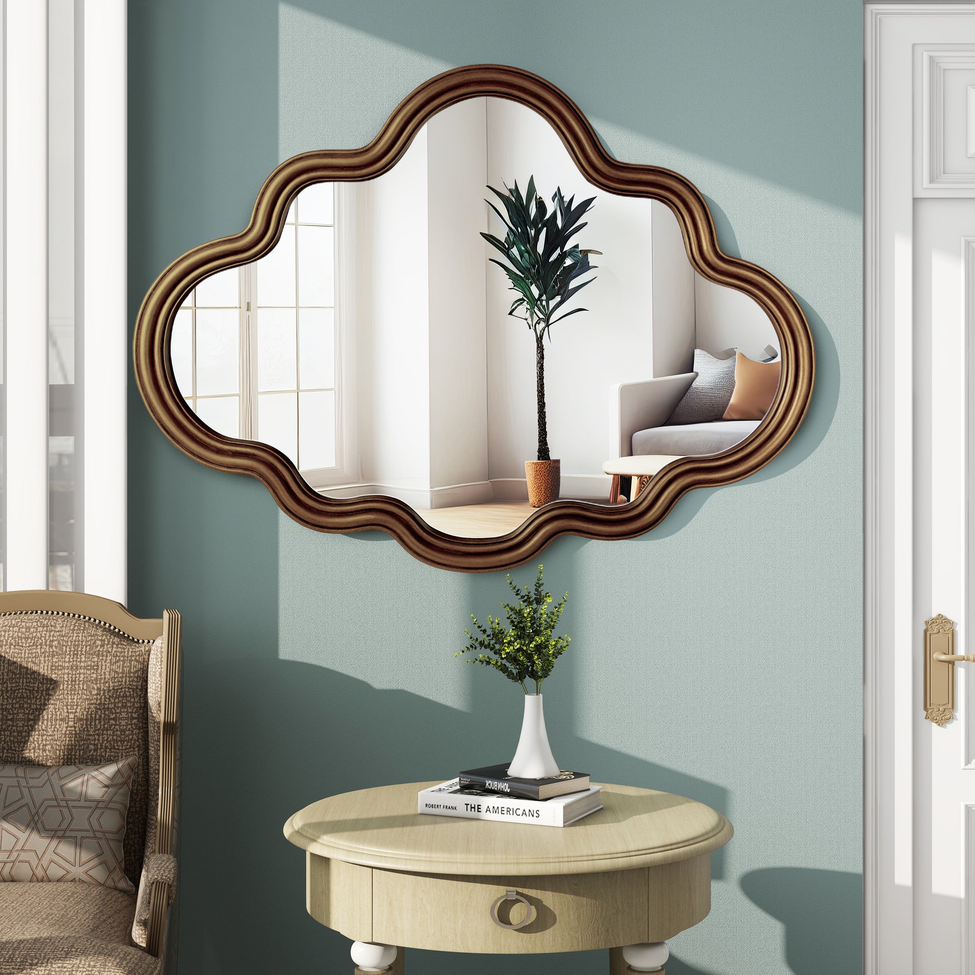 Cloud Shape Gold Wall Mirror Antique Gold Antique,Art Deco,Classic,Luxury,Vintage Mirror,Pu